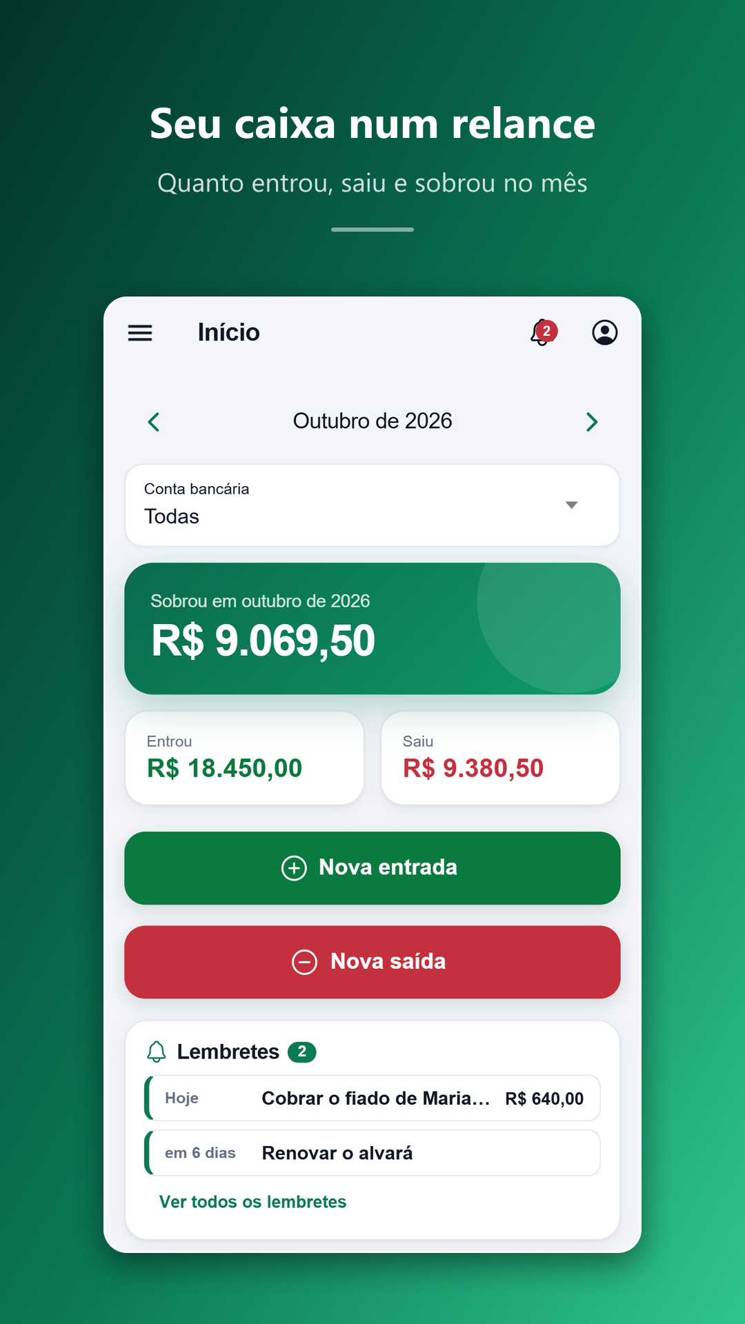Fluxo de Caixa Online